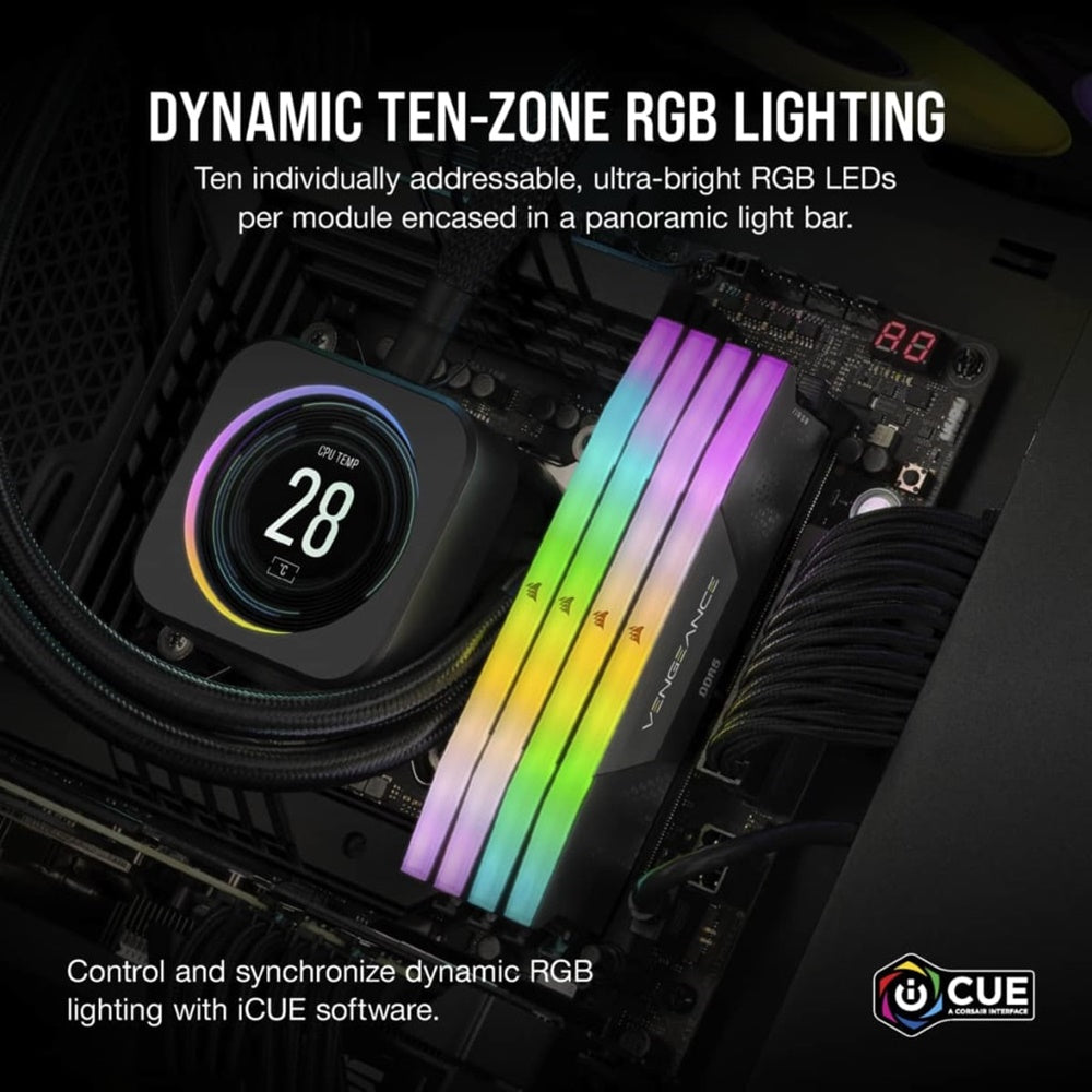 RAM CORSAIR VENGEANCE® RGB 48GB (2x24GB) DDR5 5200MHz (CMH48GX5M2B5200C38)